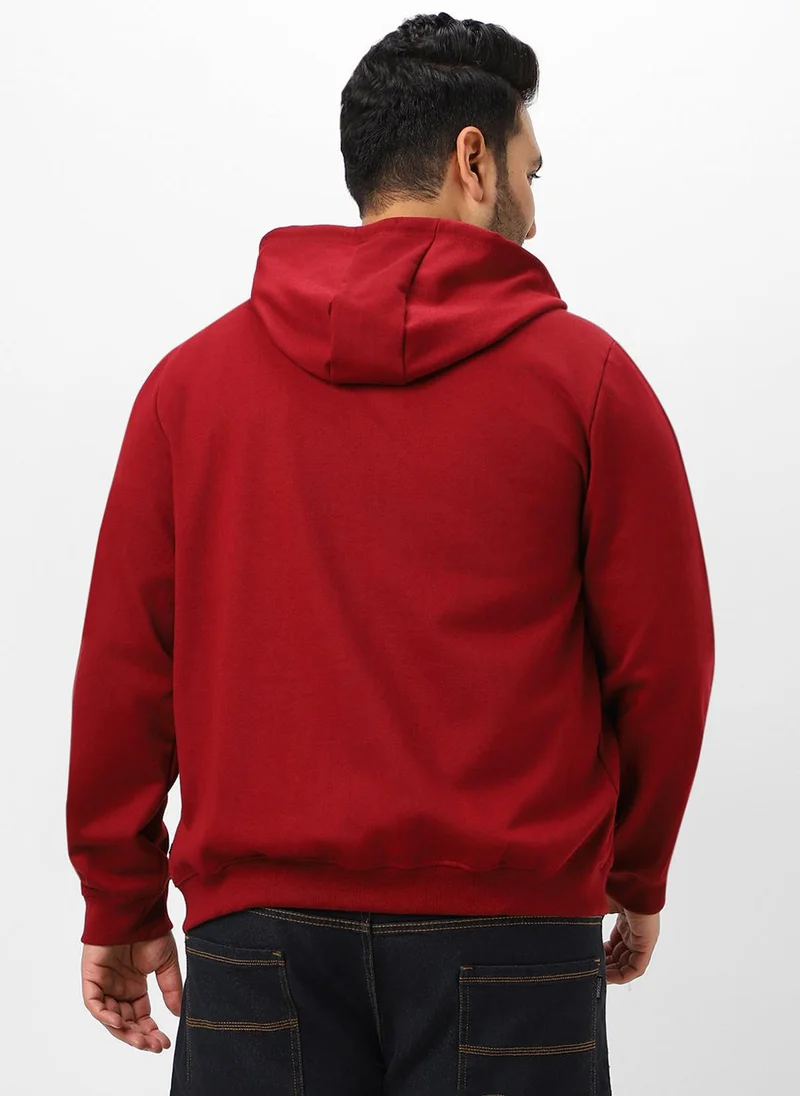 Urbano Fashion  Urbano Plus Men's Maroon Solid Cotton Zippered Hooded Casual Winterwear Sweatshirt for Men | Best Price UAE